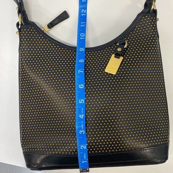 Vintage 90s Dooney and Bourke Cabrio perforated, yellow dot and black shoulder b - Picture 8 of 9
